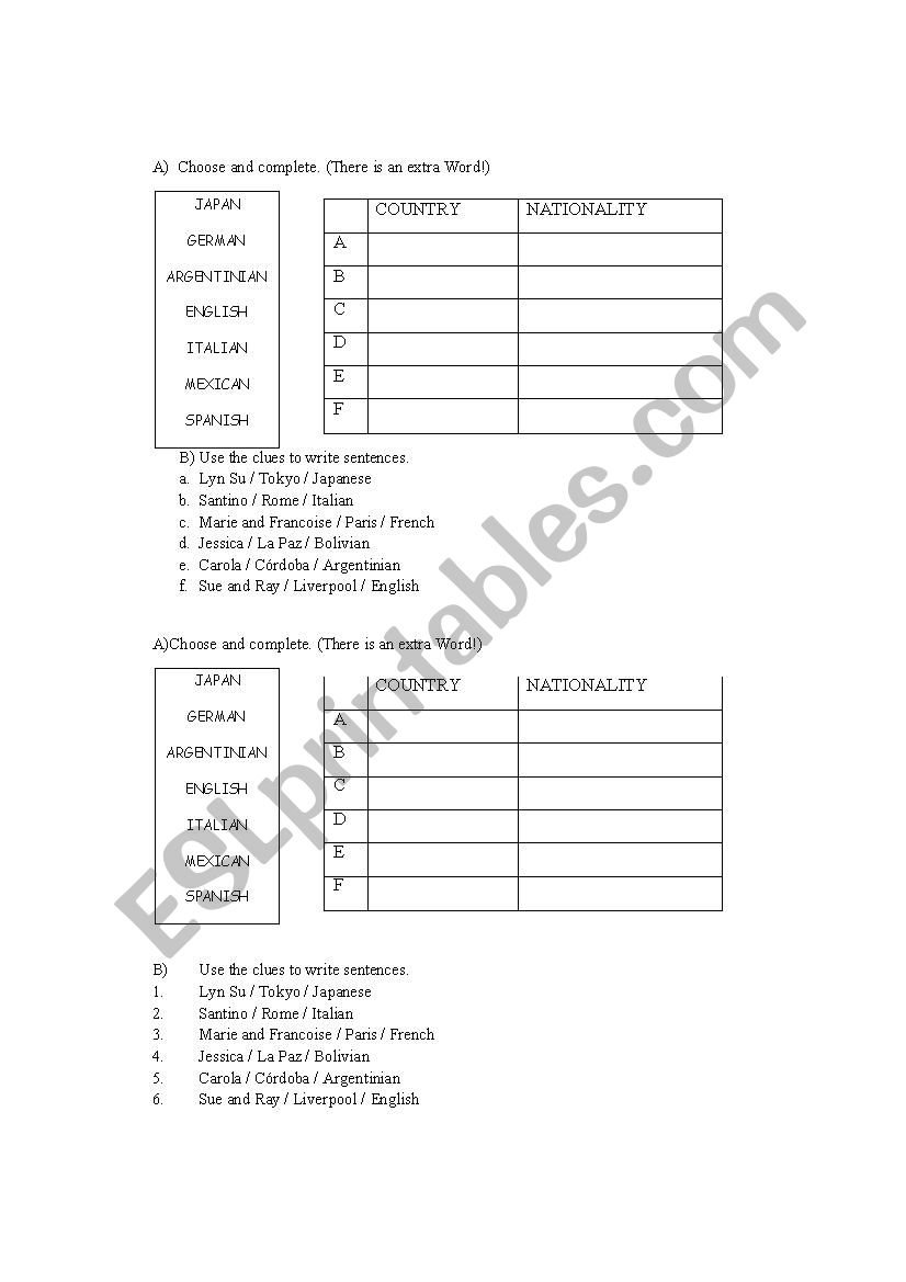 Practice Nationalities & Countries