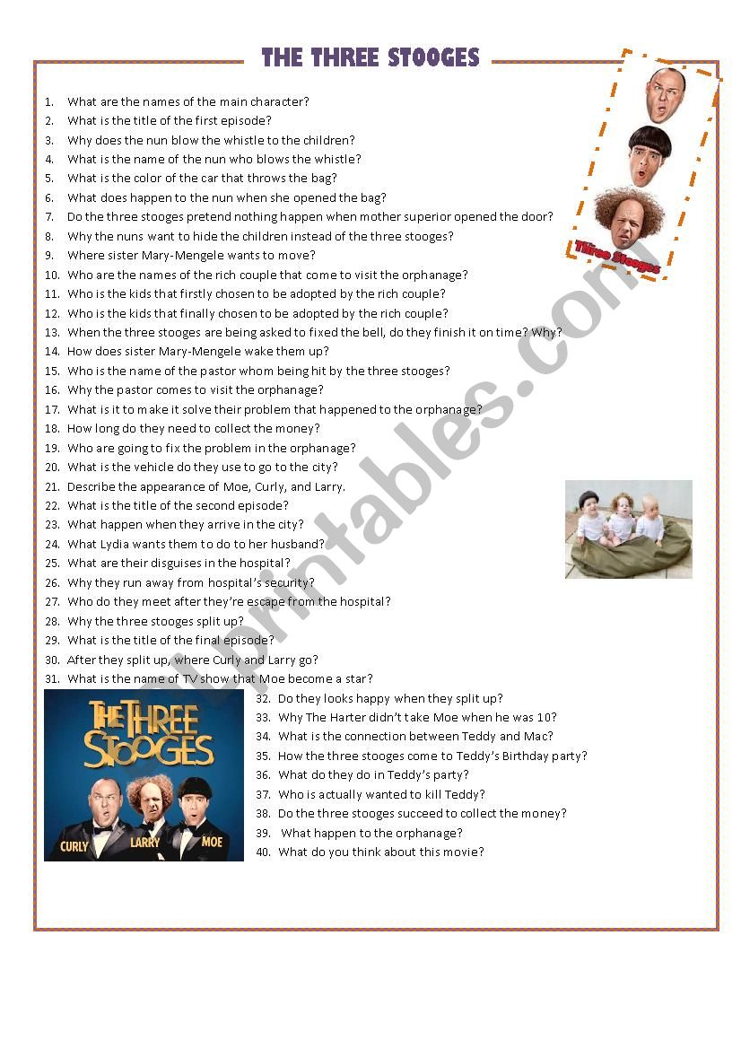 MOVIE: The Three Stooges worksheet