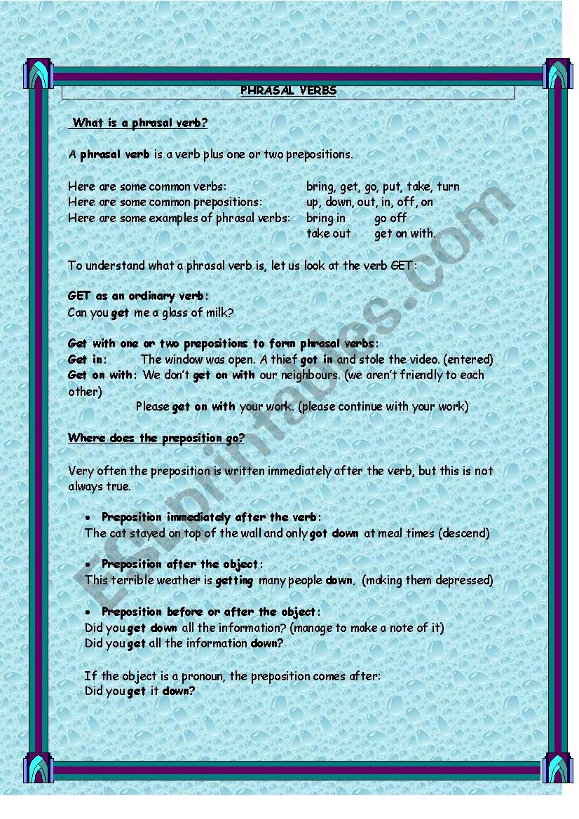 Phrasal Verbs worksheet