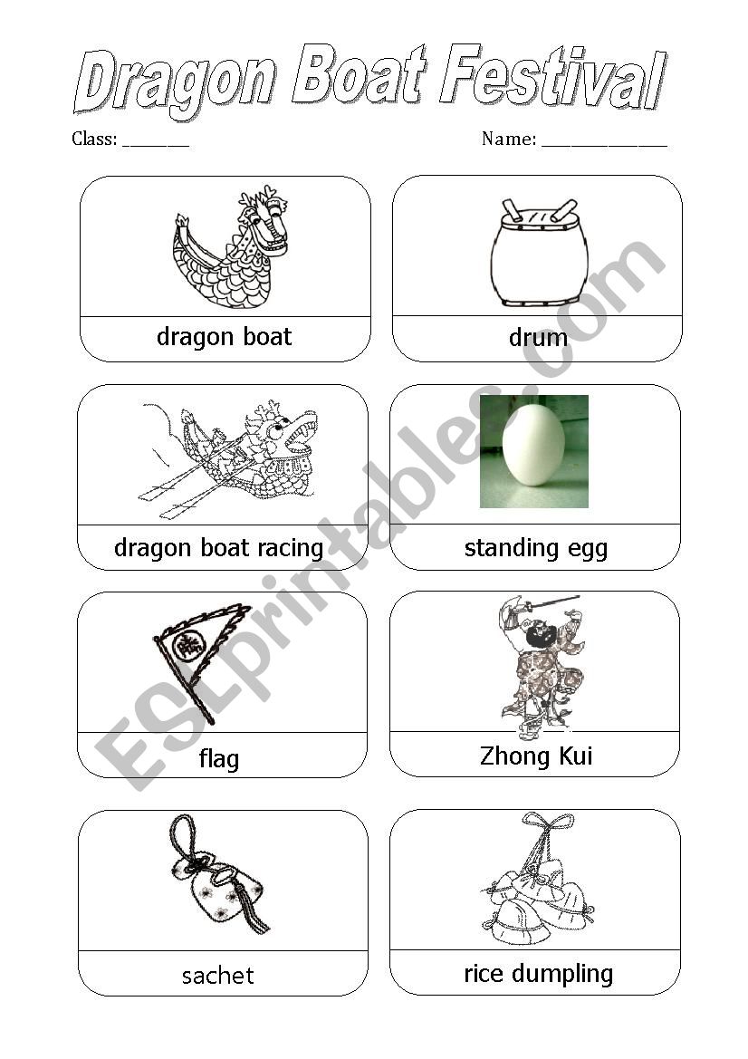 Dragon Boat Festival Worksheet & Coloring Pages