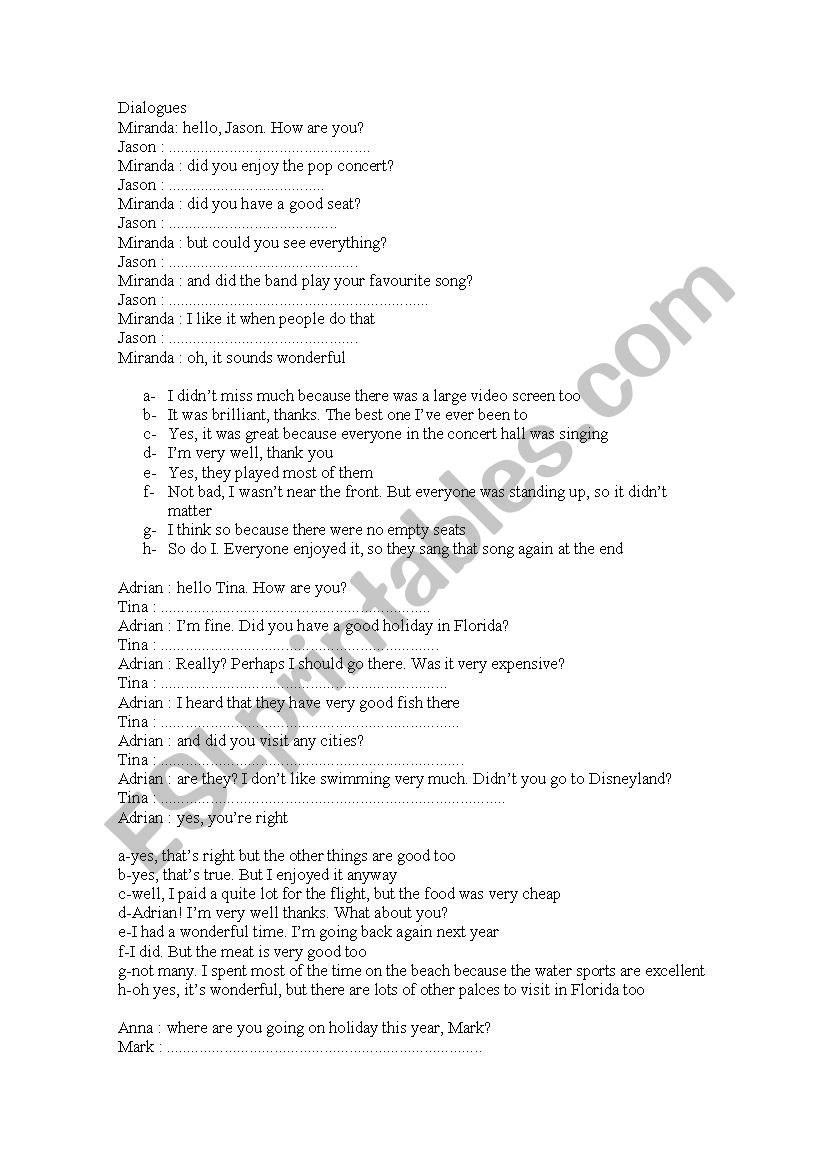 ket dialogues worksheet