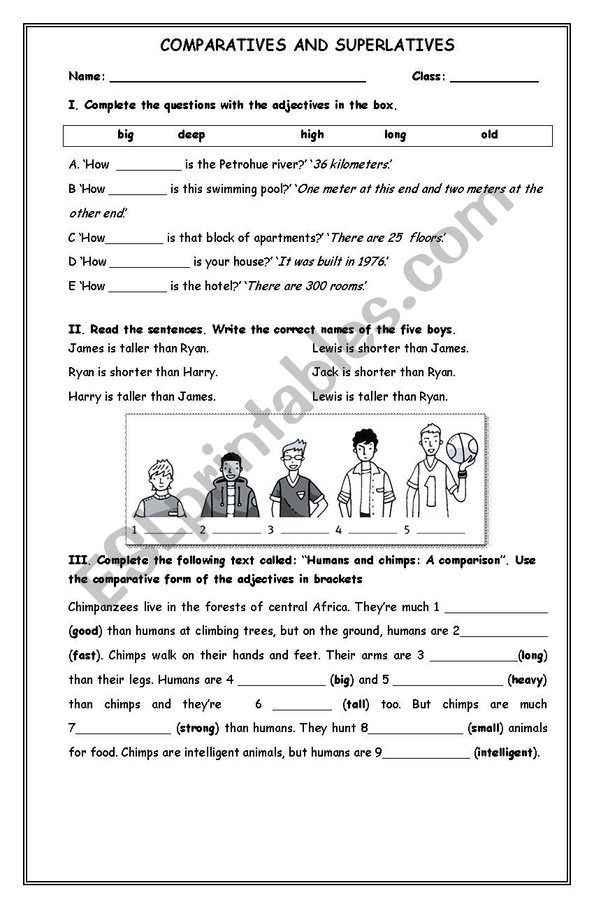 Comparatives and Superlatives worksheet