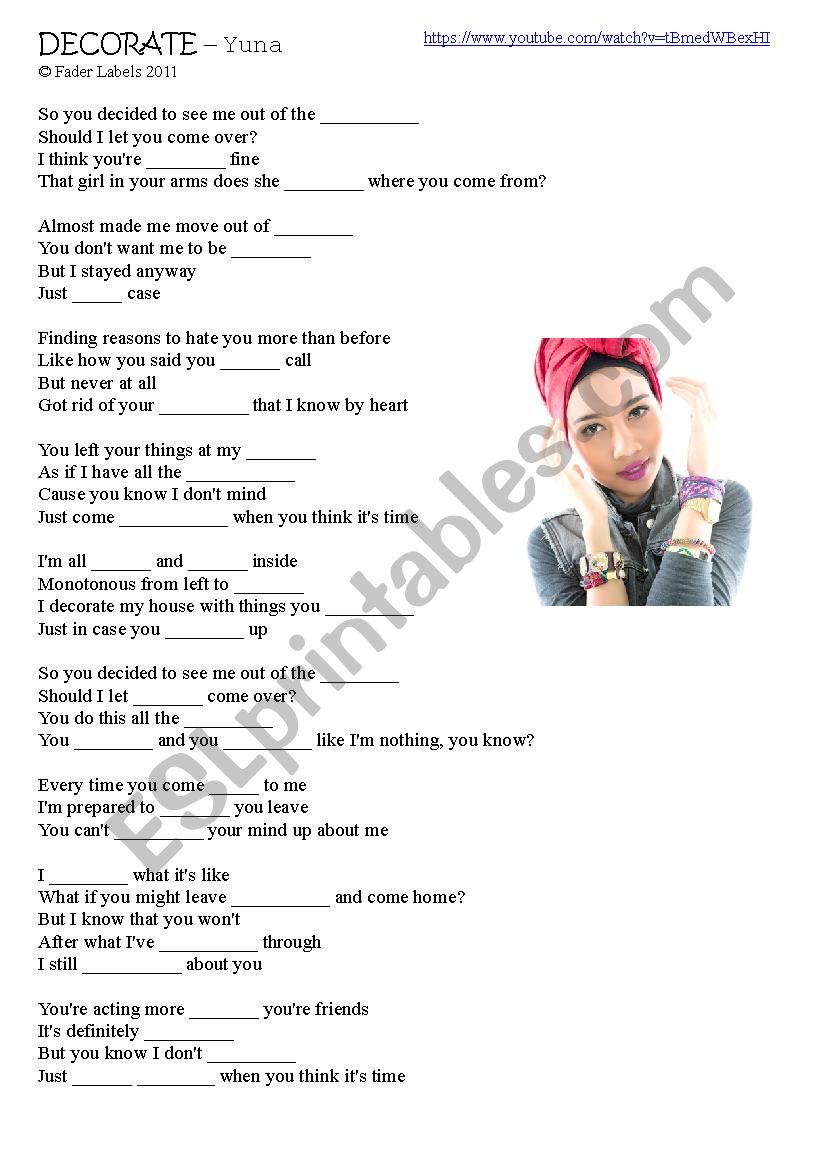 Yuna - Decorate worksheet