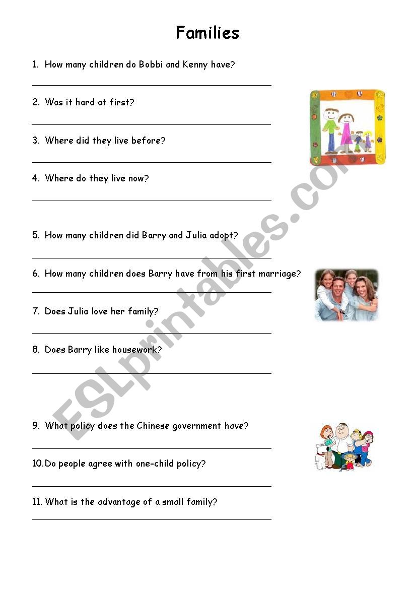 FAMILY worksheet