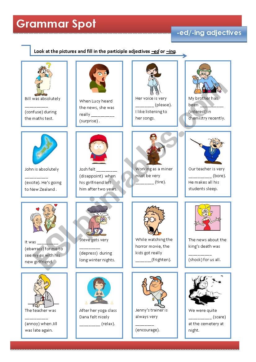 Participle Adjectives worksheet