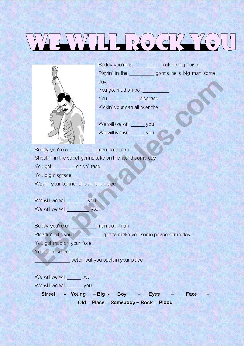 We Will Rock You worksheet