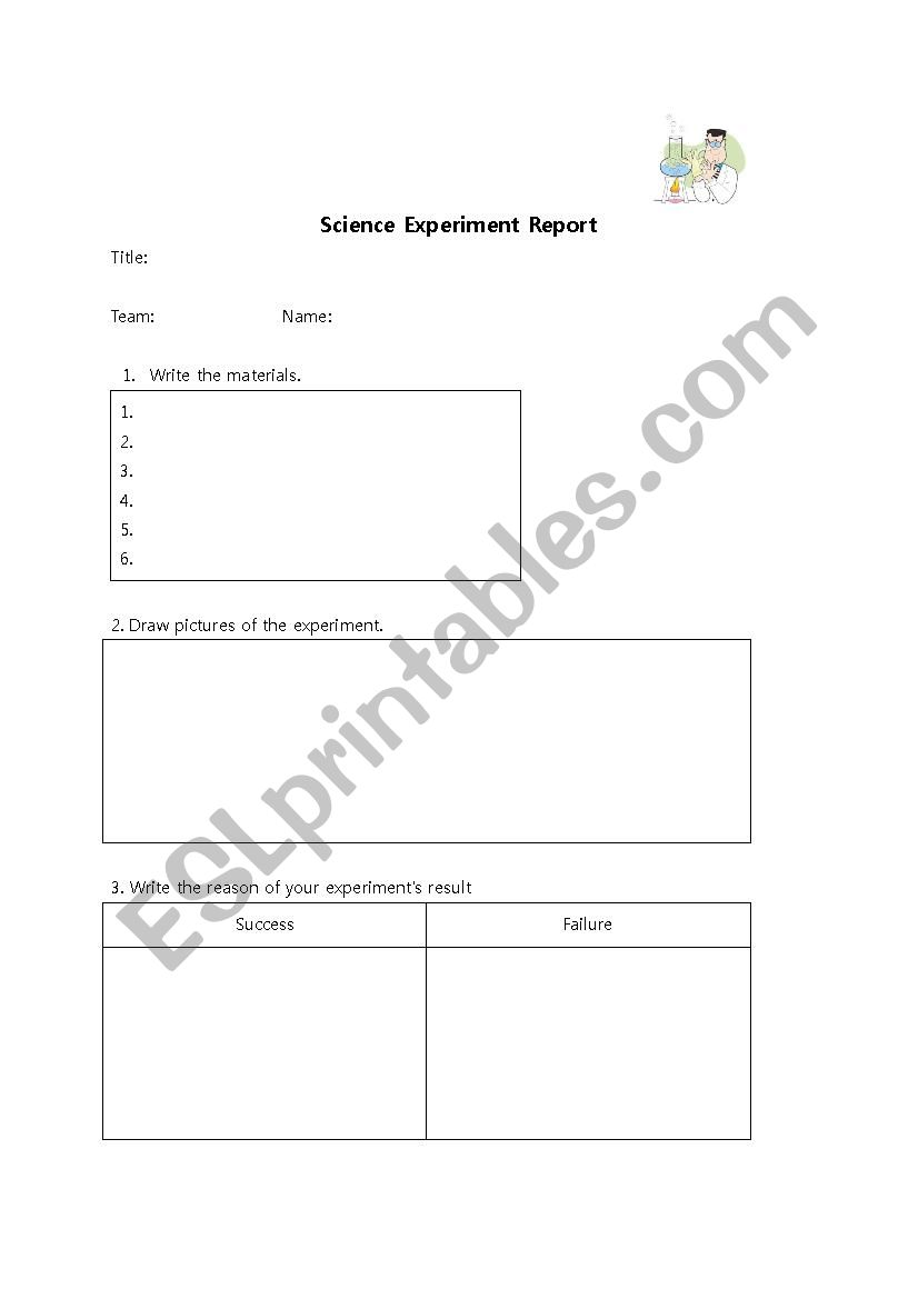 Science Expeiment Report worksheet