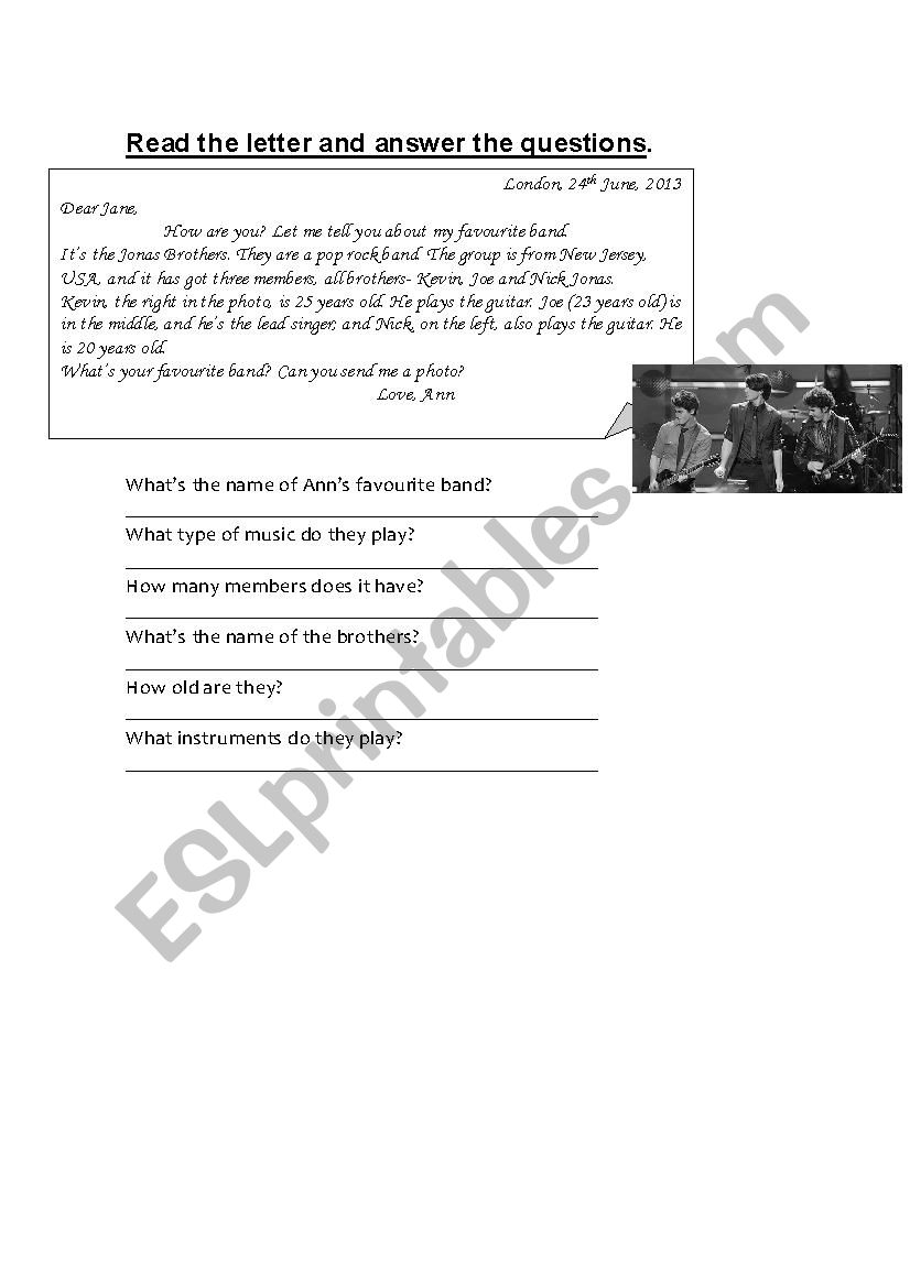 Reading comprehension worksheet