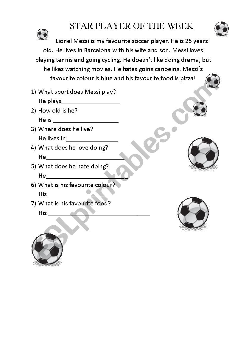 Reading Comprehension worksheet