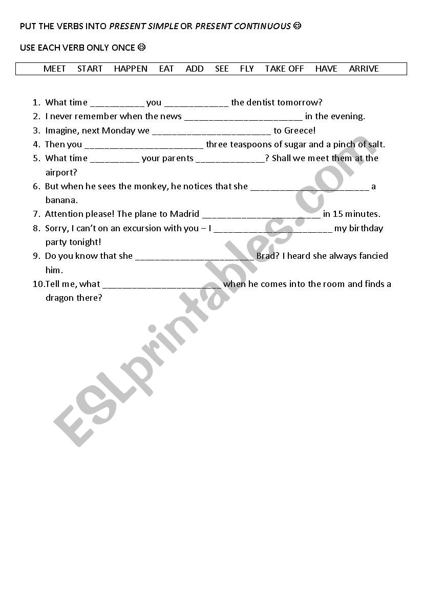 Present Simple_Continuous worksheet