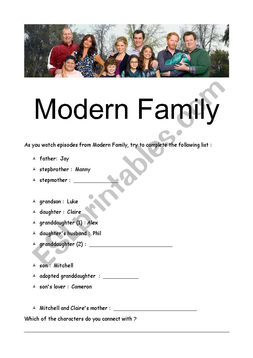 Modern Family- Pilot worksheet