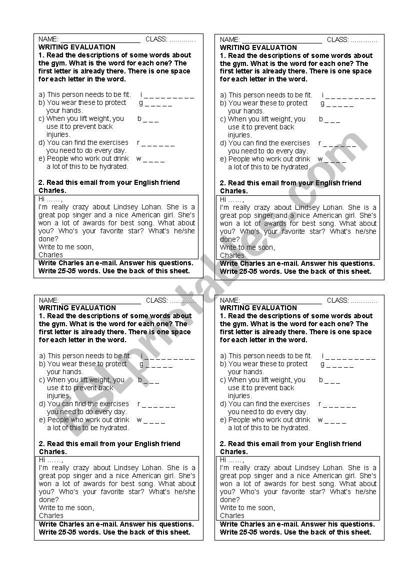 KET WRITING worksheet