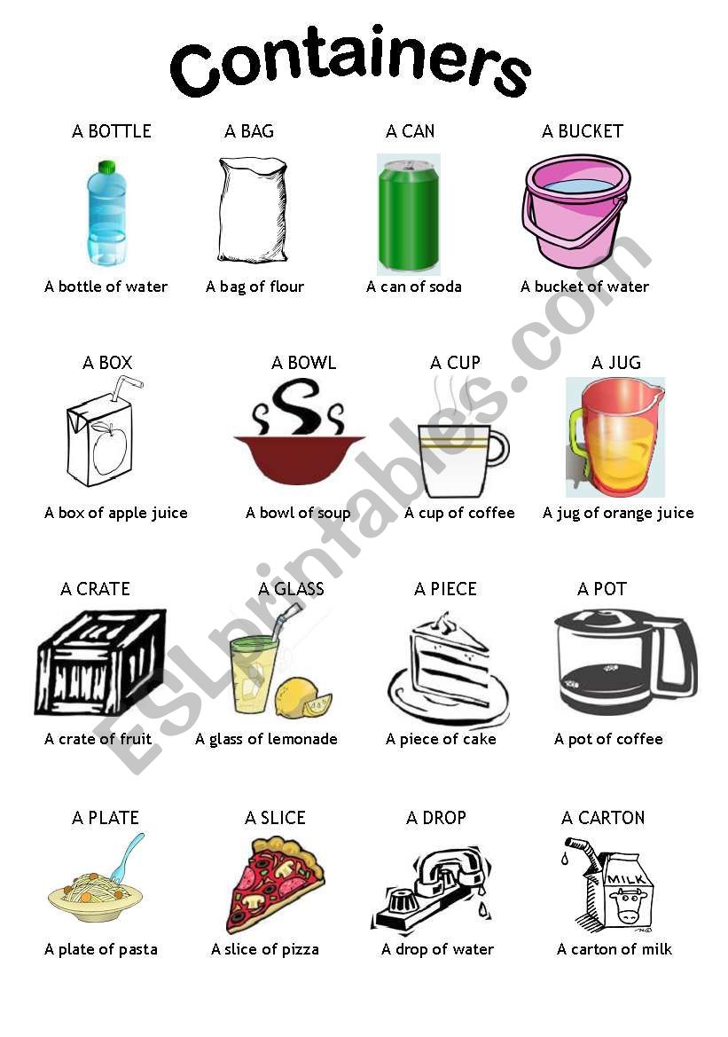 CONTAINERS worksheet