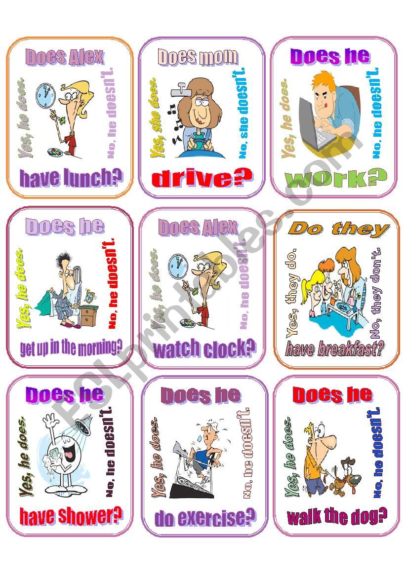 Daily routine - Go fish game worksheet