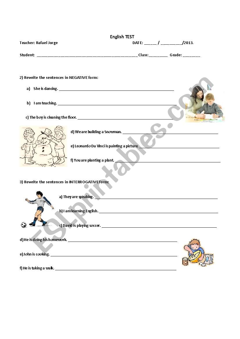 Negative and Interrogative forms of Present Continuous