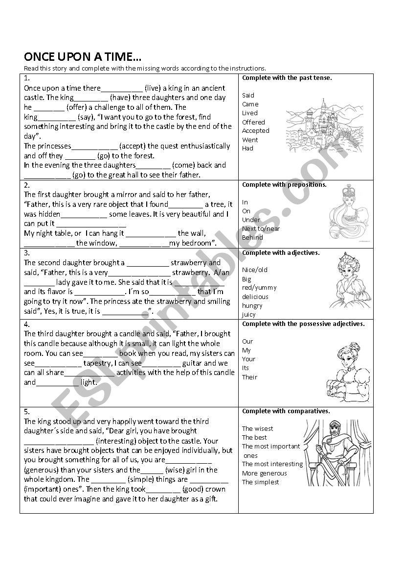 The king and his daughters worksheet