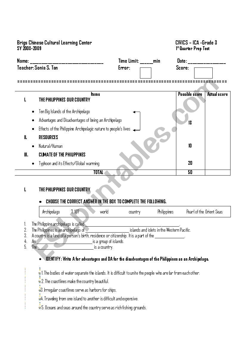 civics worksheet