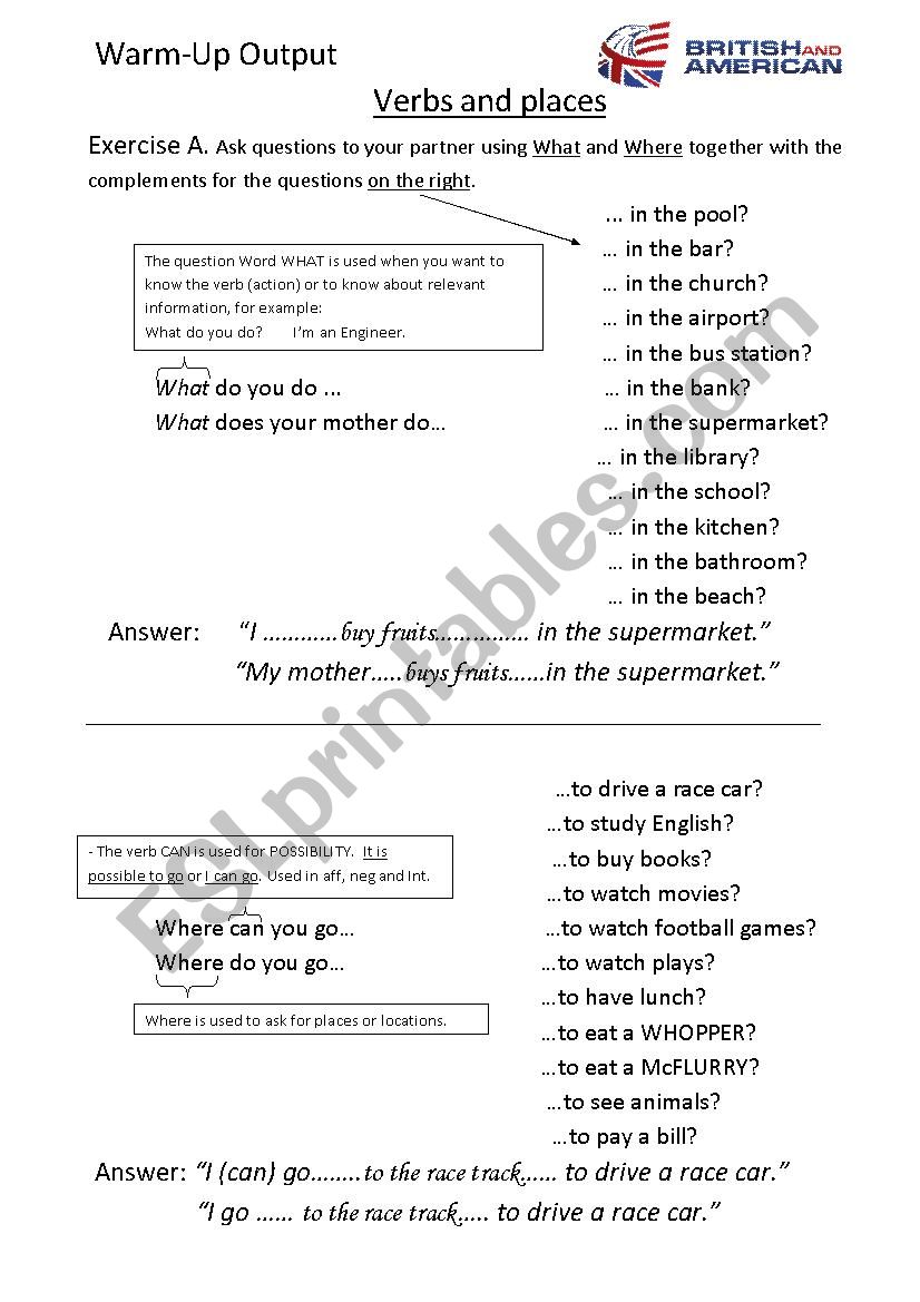 What and Where - Question words