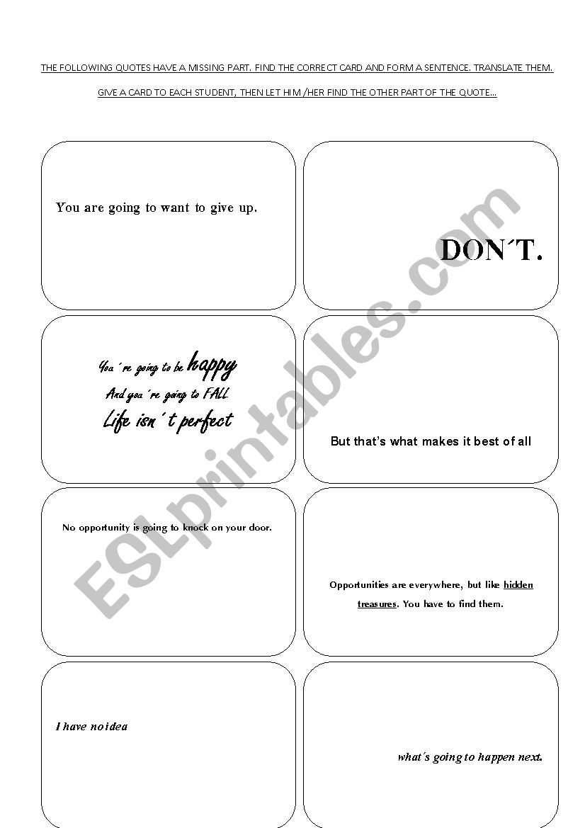 GOING TO, QUOTES worksheet