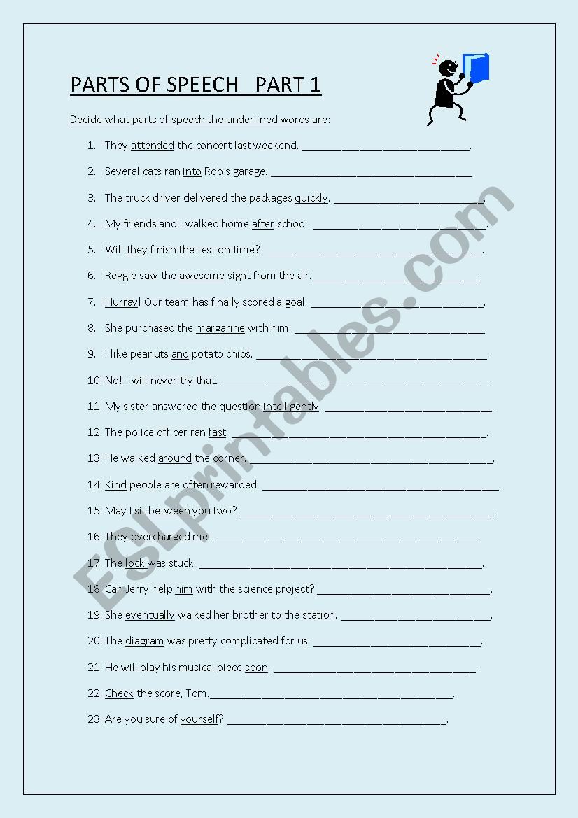 Parts of Speech PART 1 worksheet