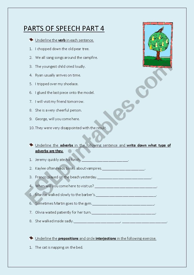 PARTS OF SPEECH PART 4 worksheet