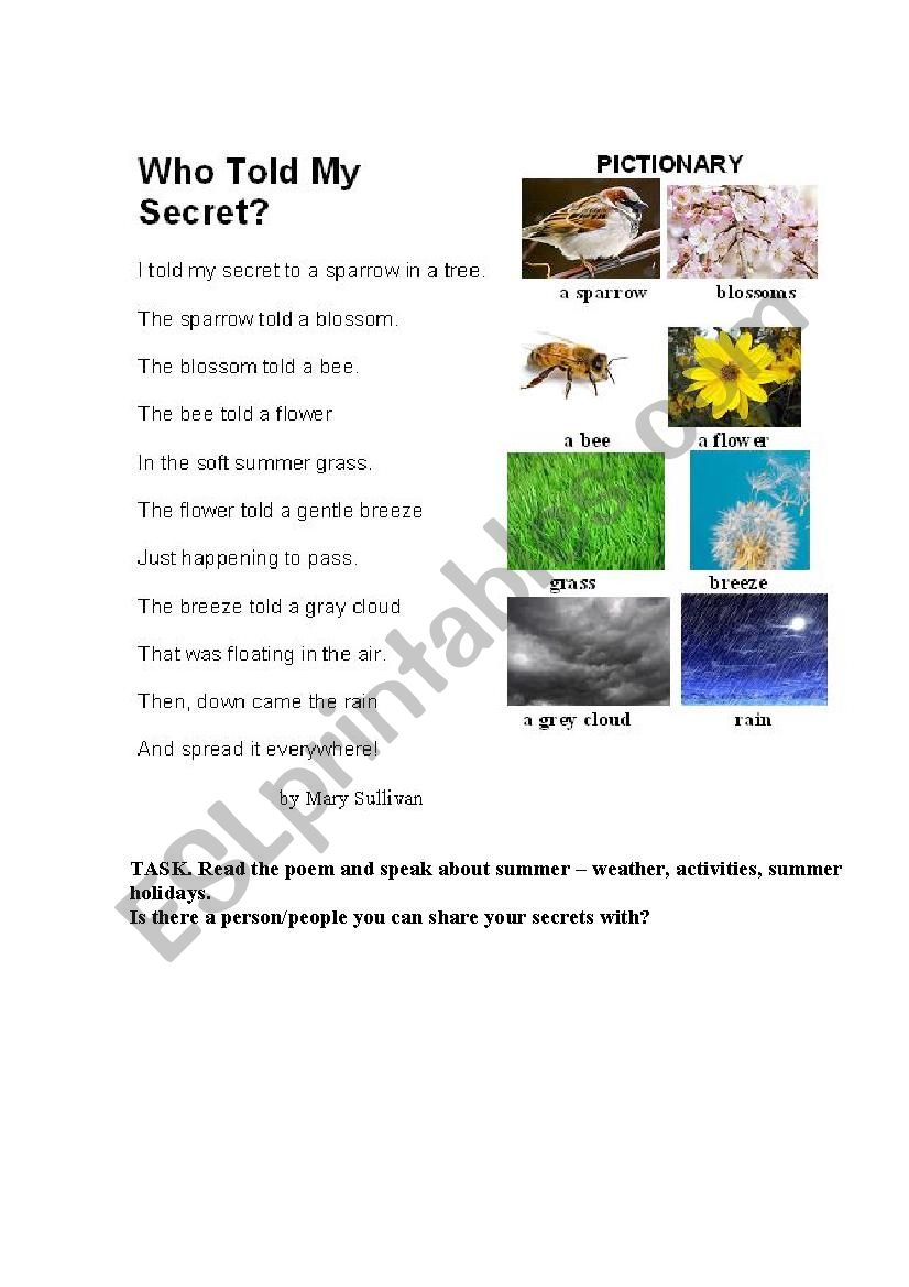 SECRET (a poem + a pictionary)