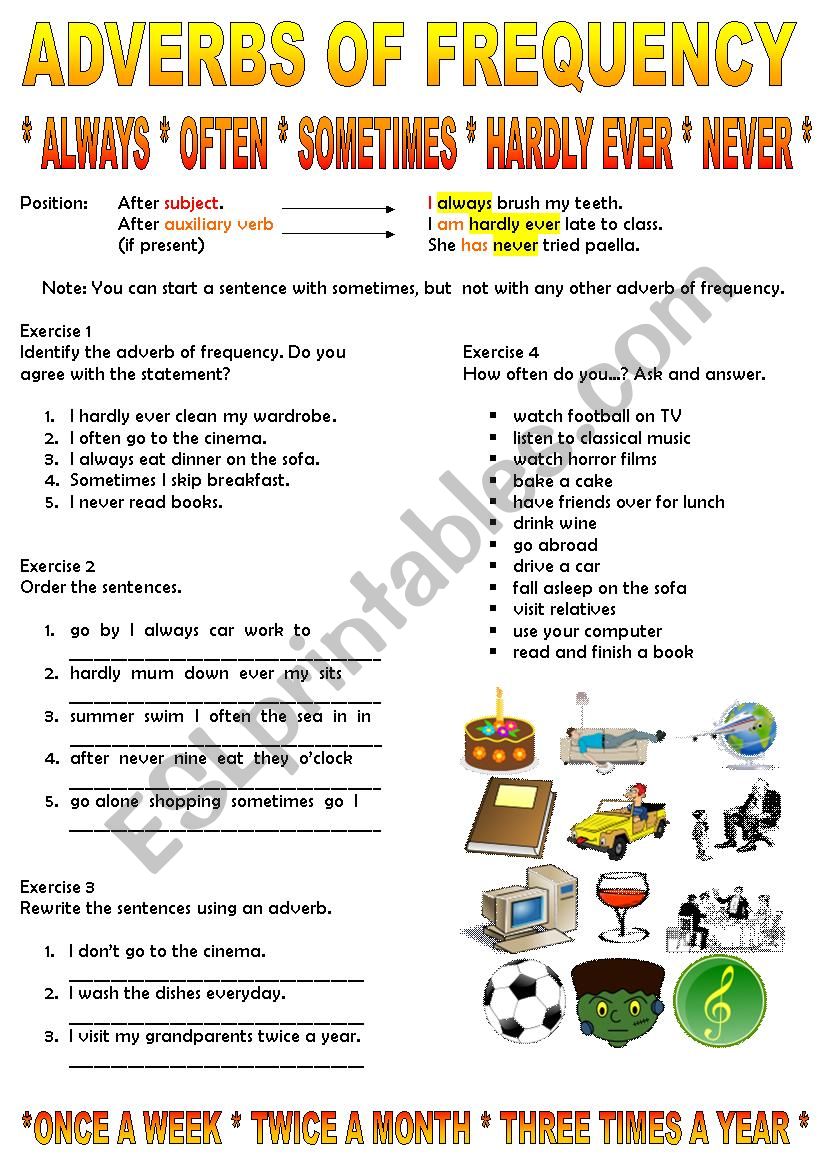 Adverbs of Frequency worksheet