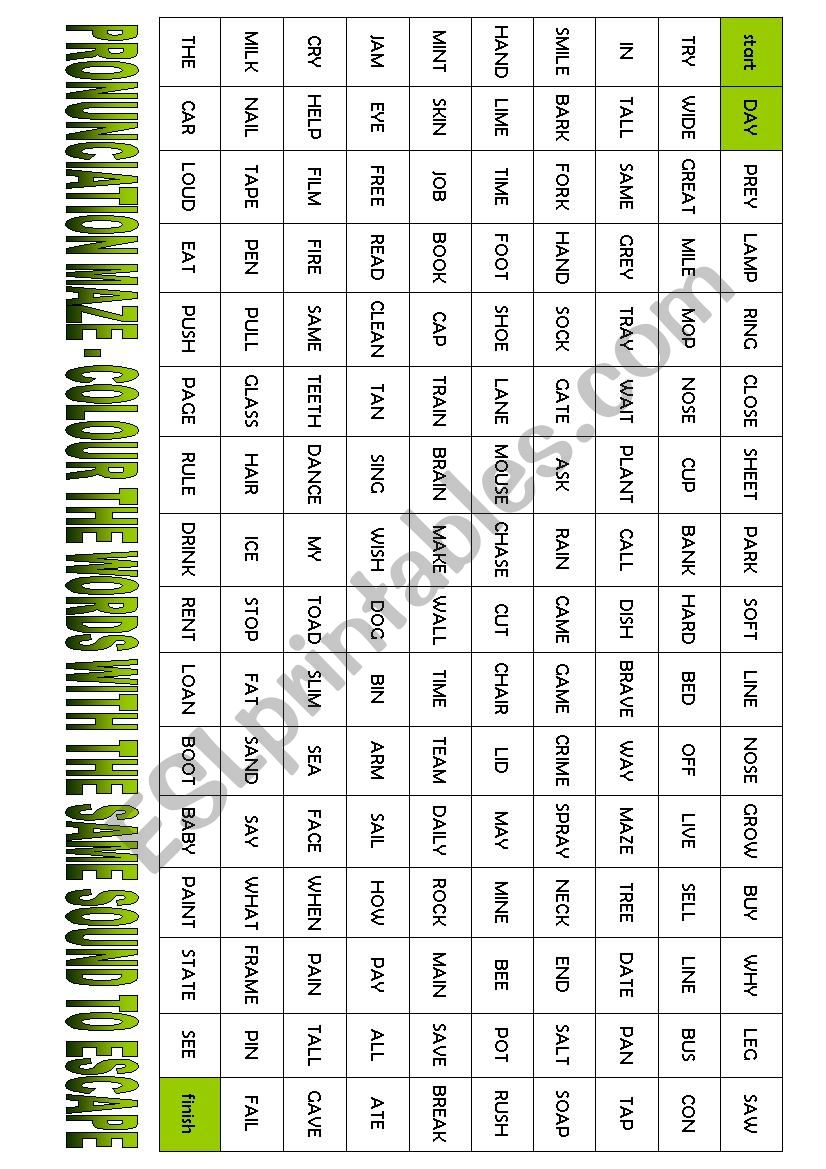 Pronunciation Maze worksheet