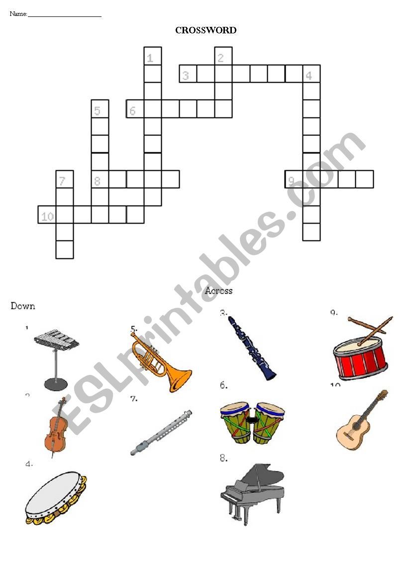 Musical crossword and wordsearch 