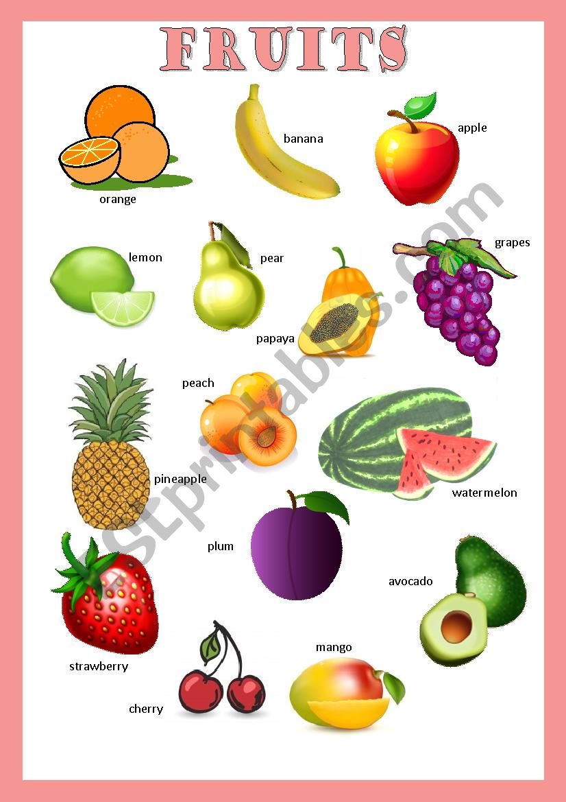 Pictionary: Fruits worksheet