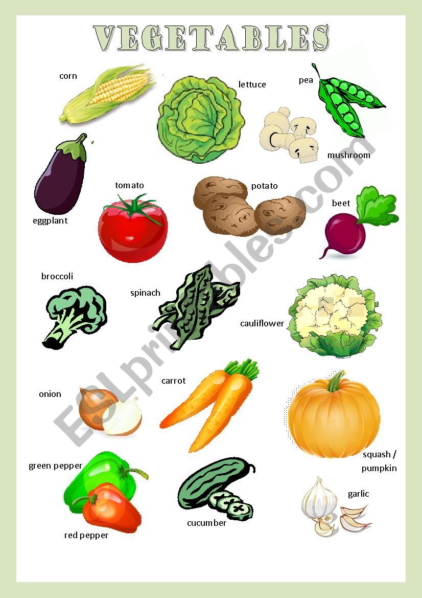 Pictionary: Vegetables worksheet