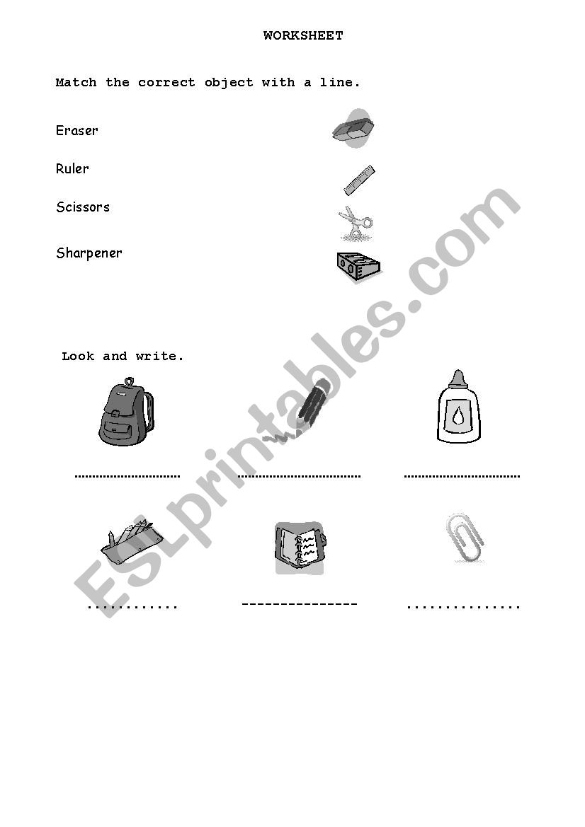 School Objects worksheet