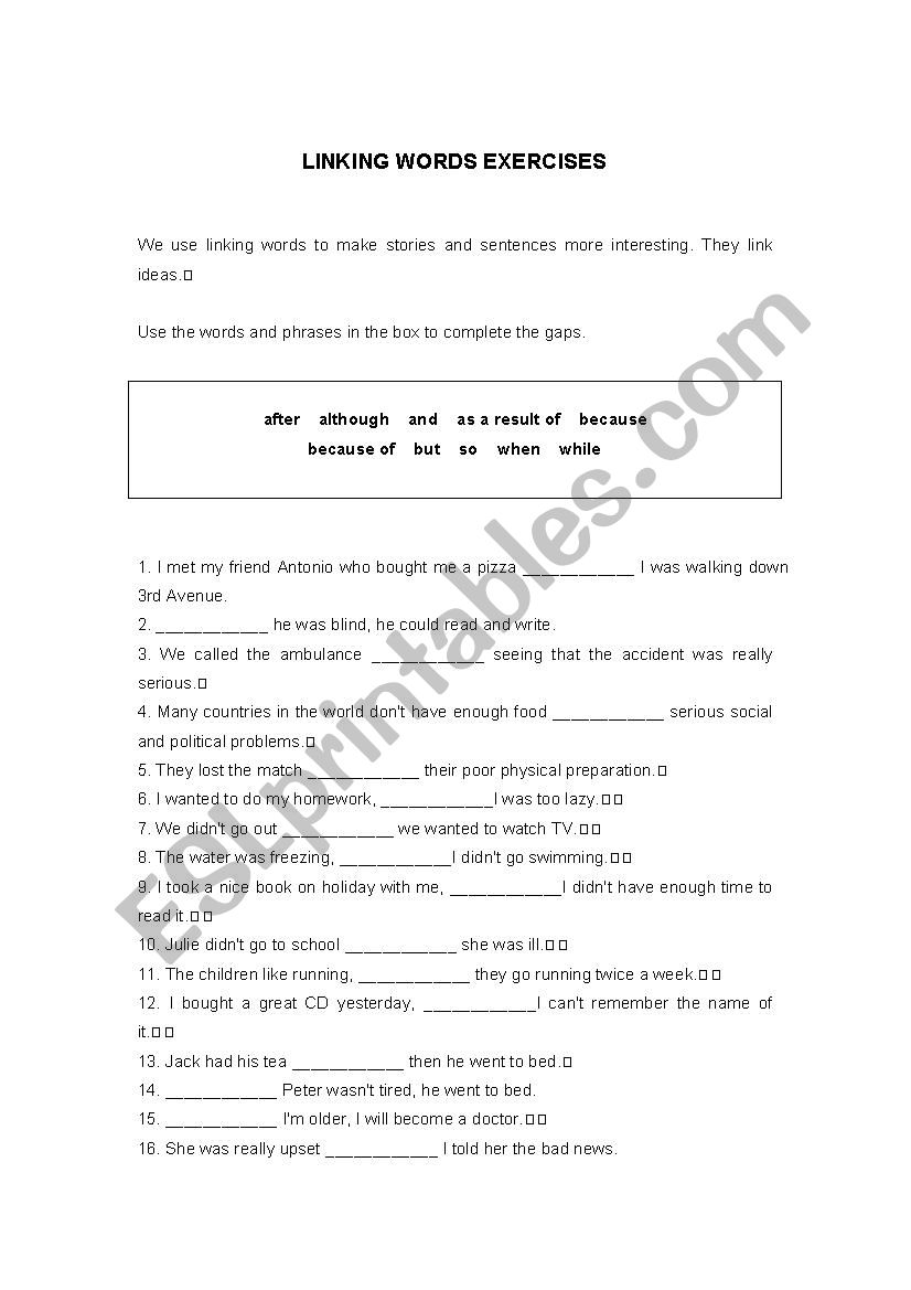 Linking Words worksheet