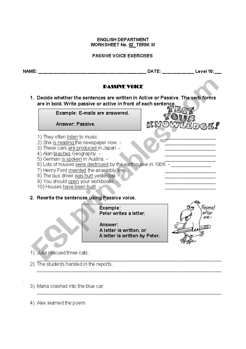 passive voice worksheet