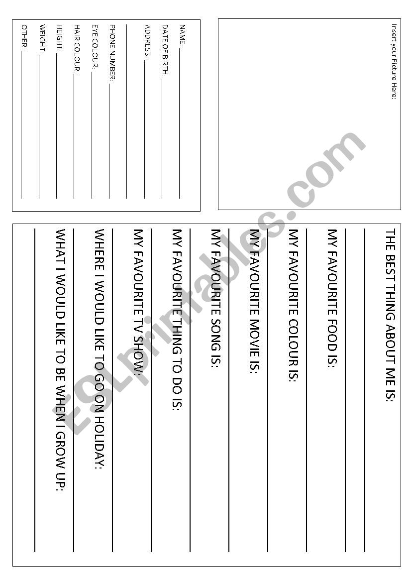ALL ABOUT ME worksheet
