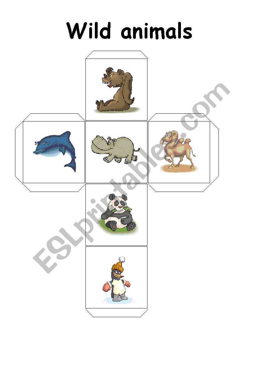 Wild animals - dice worksheet