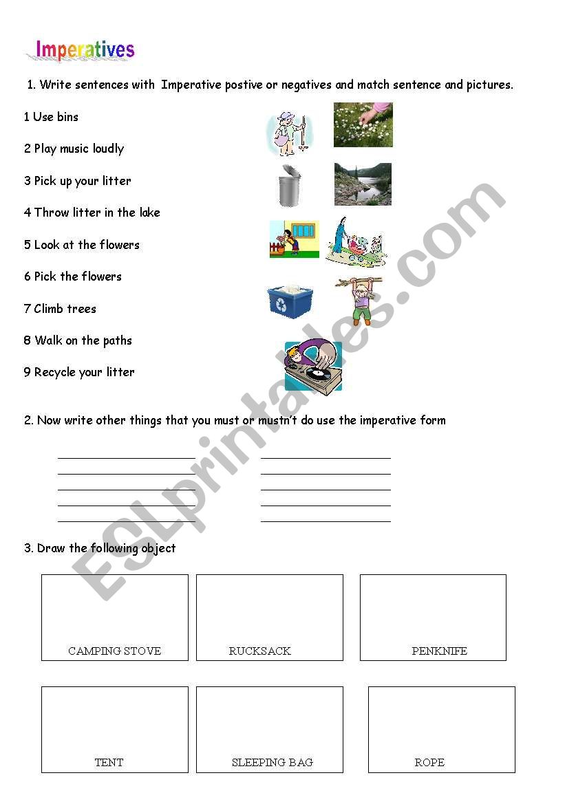 IMPERATIVES AND ENVIRONMENT worksheet