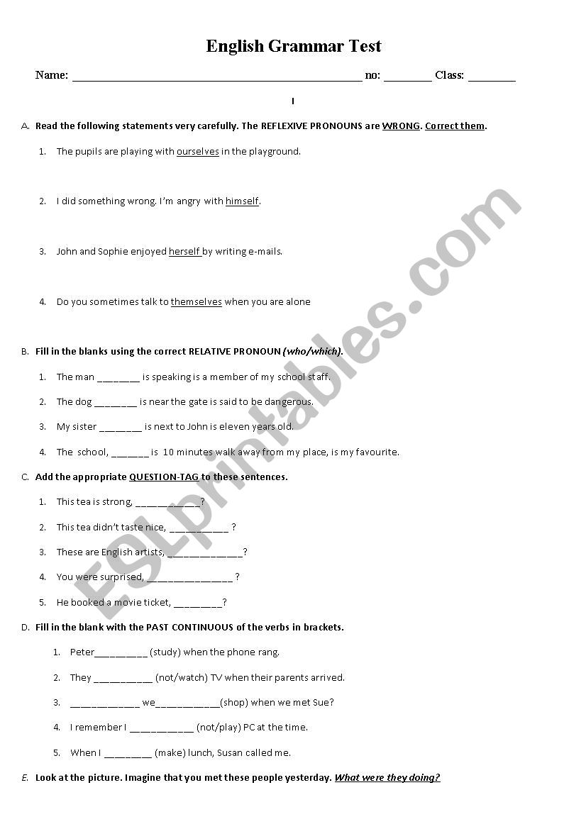 English Test 7th grade worksheet