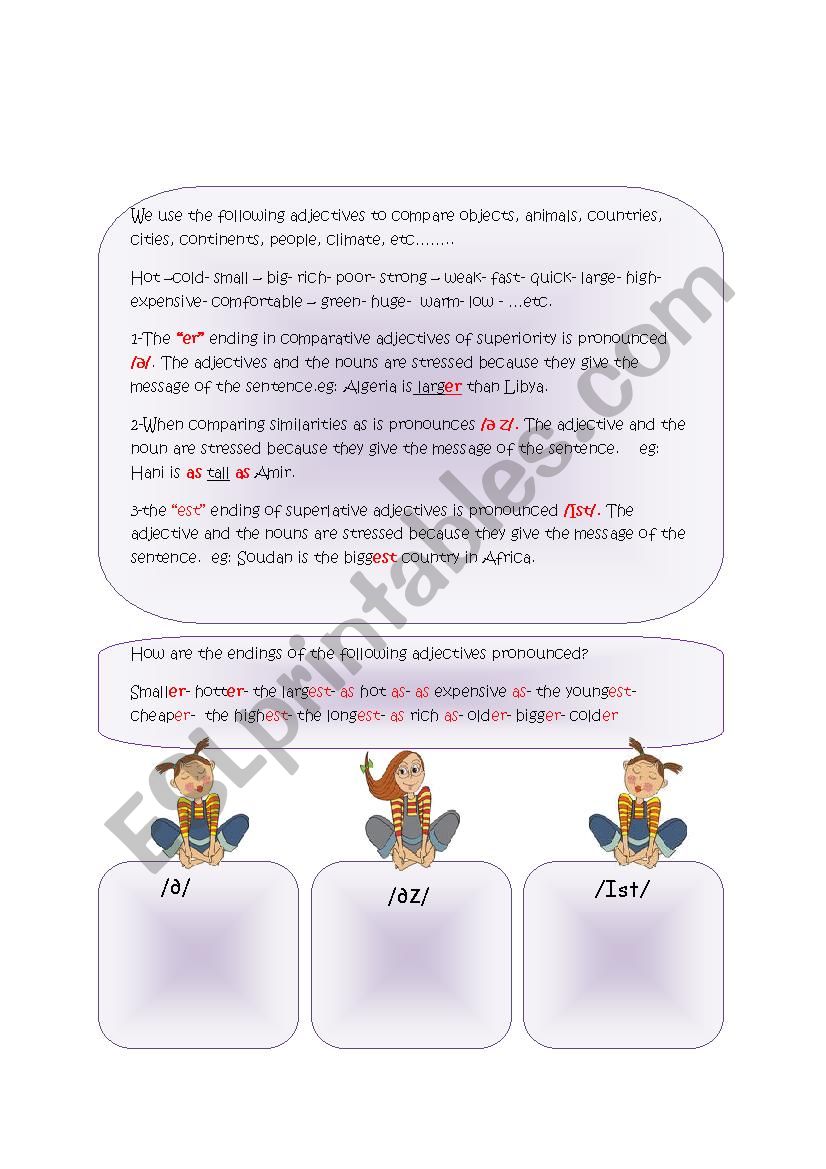 pronunciation of suffixes worksheet