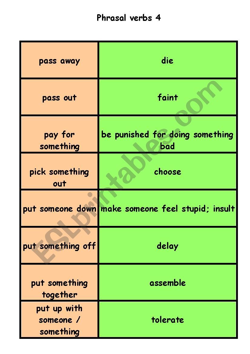 Phrasal verbs matching cards 4