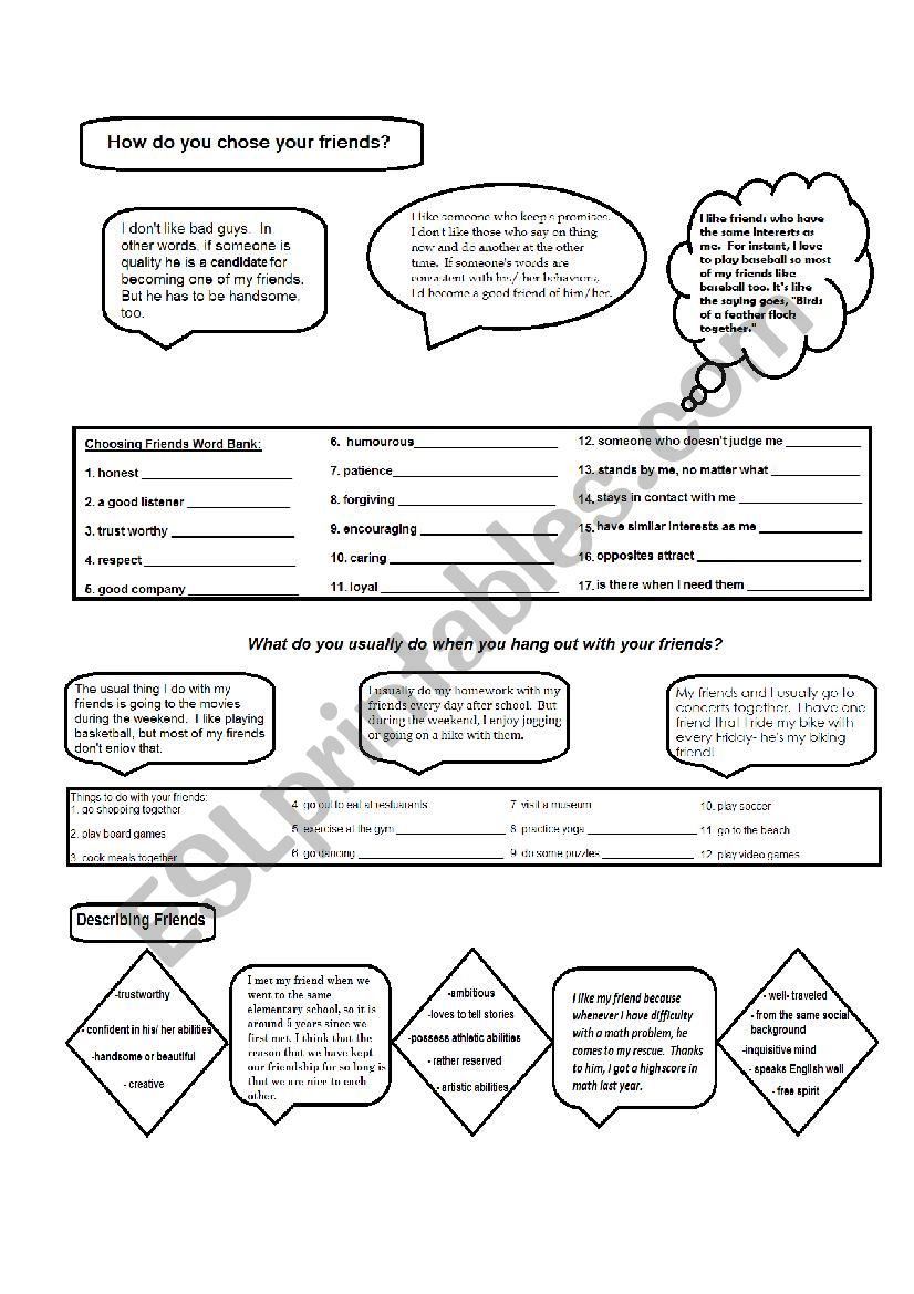 Friends conversation worksheet