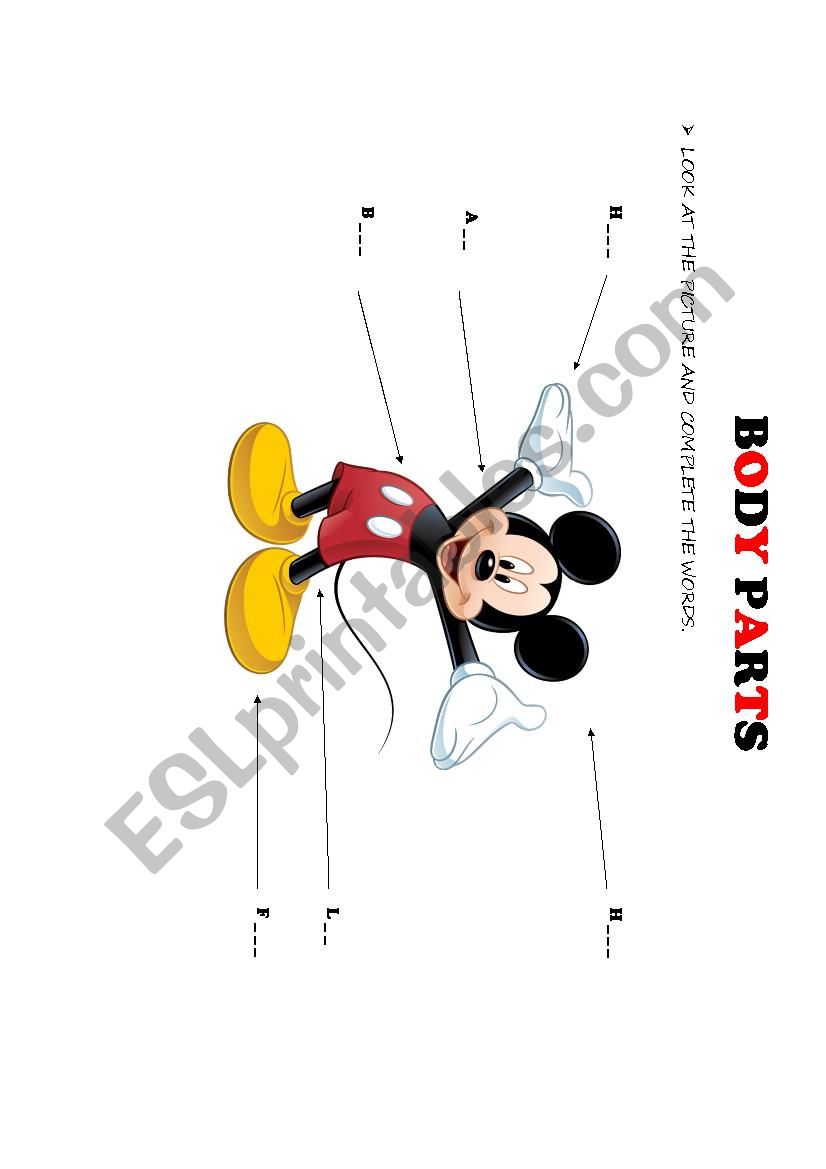 MICKEY BODY PARTS worksheet