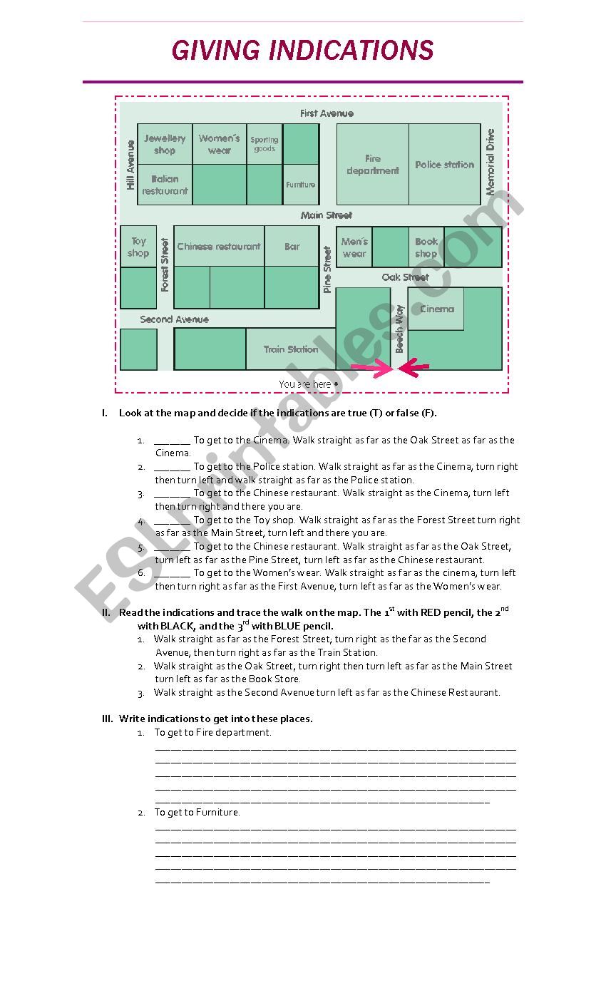 Giving Indications worksheet