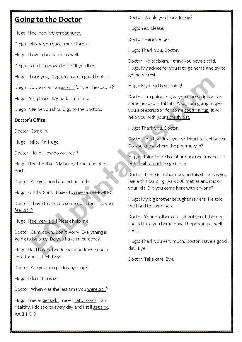 Role play worksheet