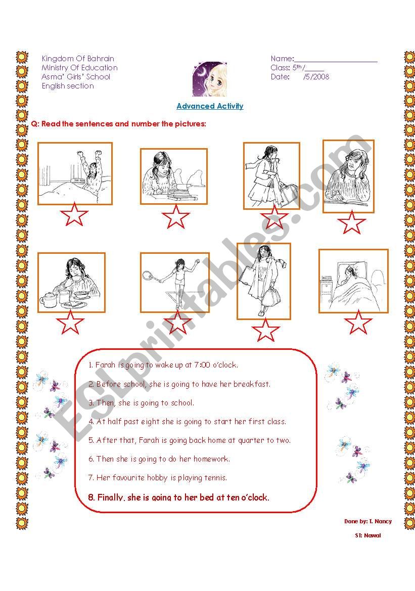 routine worksheet