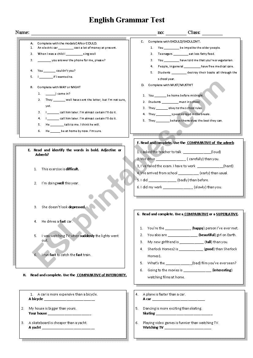 English Formative Test 8th grade