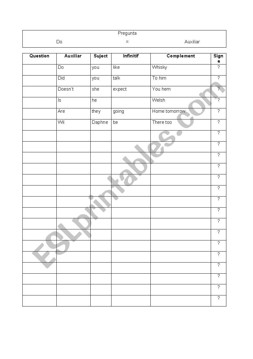 TO DO worksheet