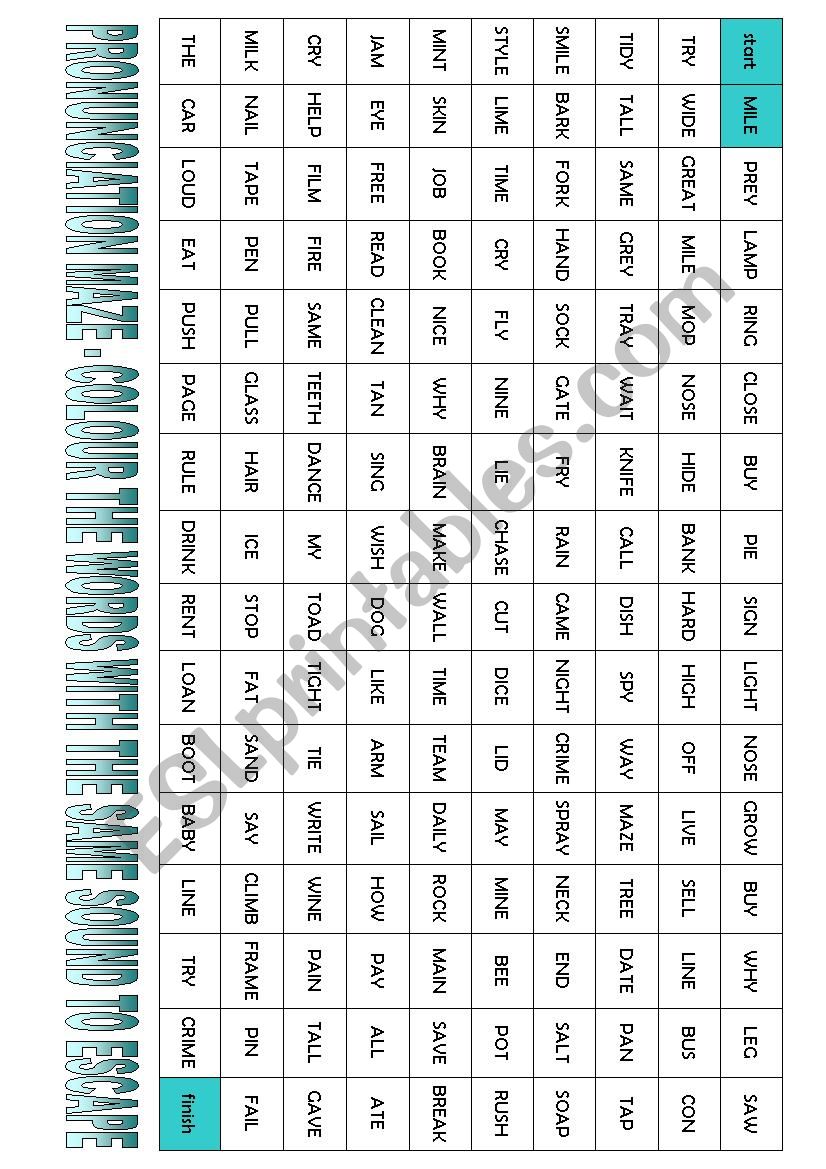 PRONUNCIATION MAZE 2 worksheet