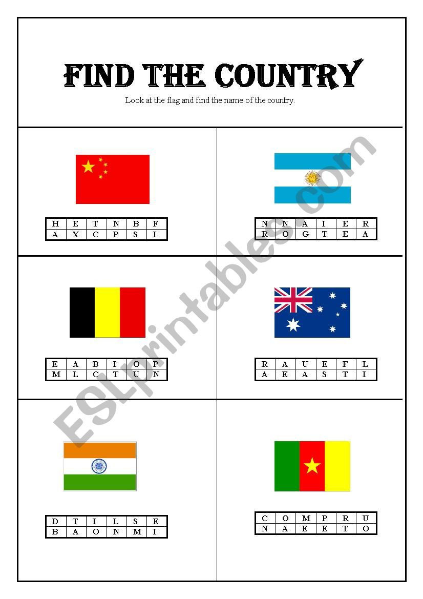 Find the country - PART1 worksheet