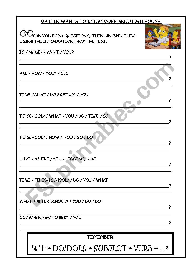 Wh personal questions worksheet